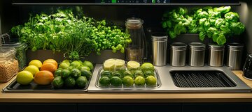 室内种植区与新鲜果蔬展示