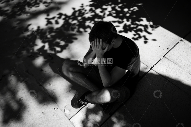 高清大图下载【趣麦麦图】树影下的沉思少年