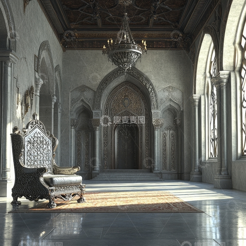 高清大图下载【趣麦麦图】宏伟的哥特式大厅内部
