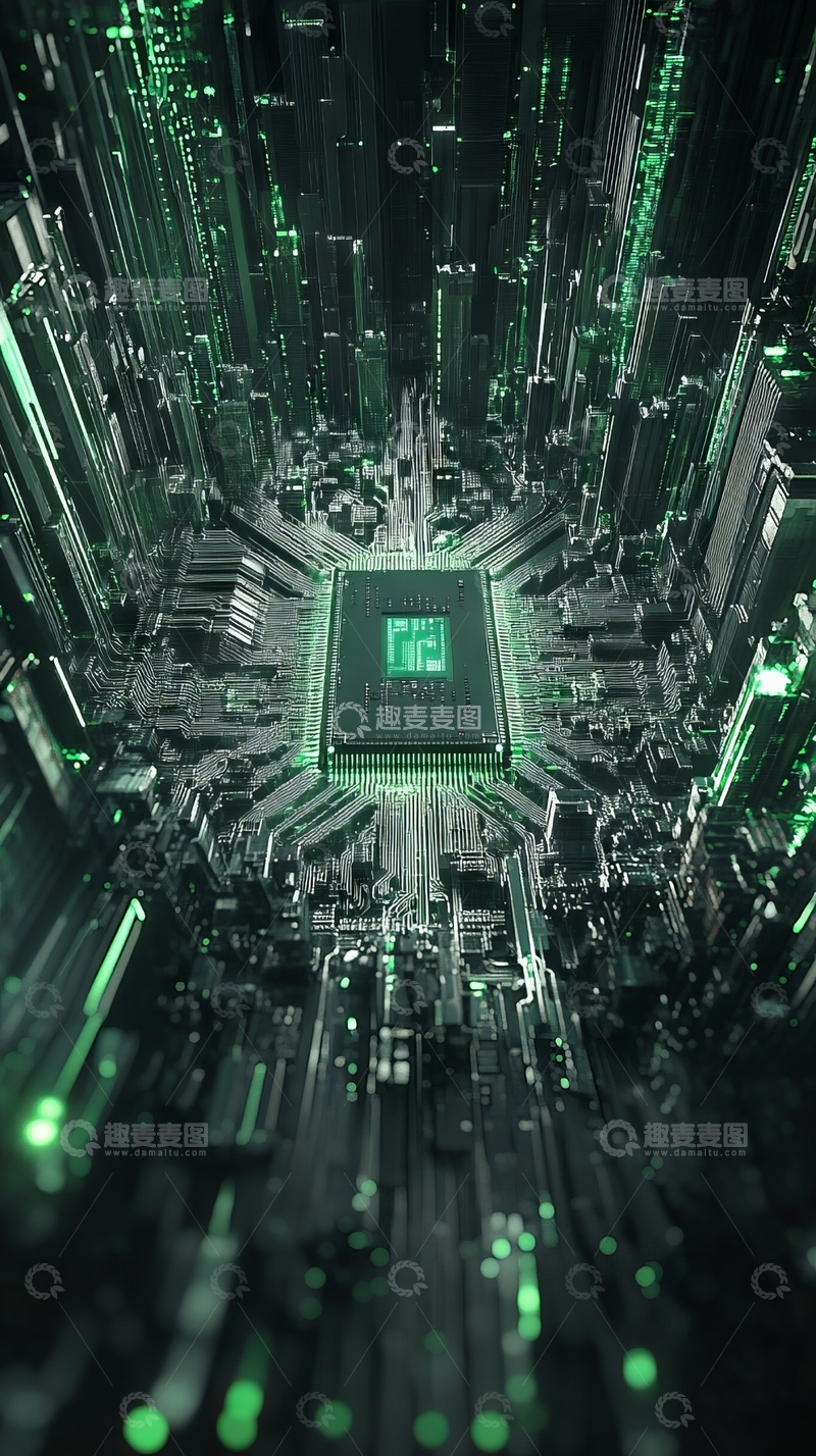 高清大图下载【趣麦麦图】未来科技芯片与数据流