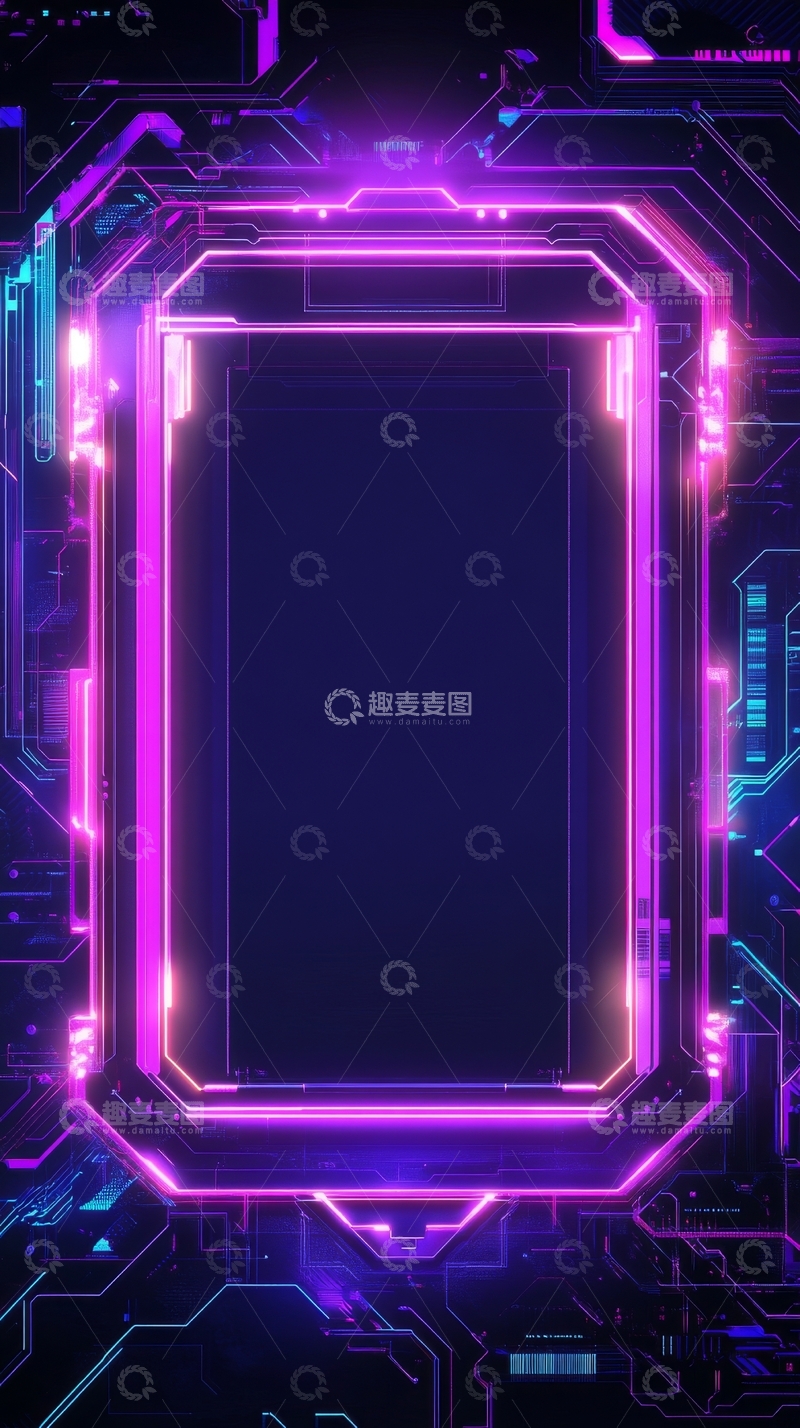 高清大图下载【趣麦麦图】霓虹电路框架背景