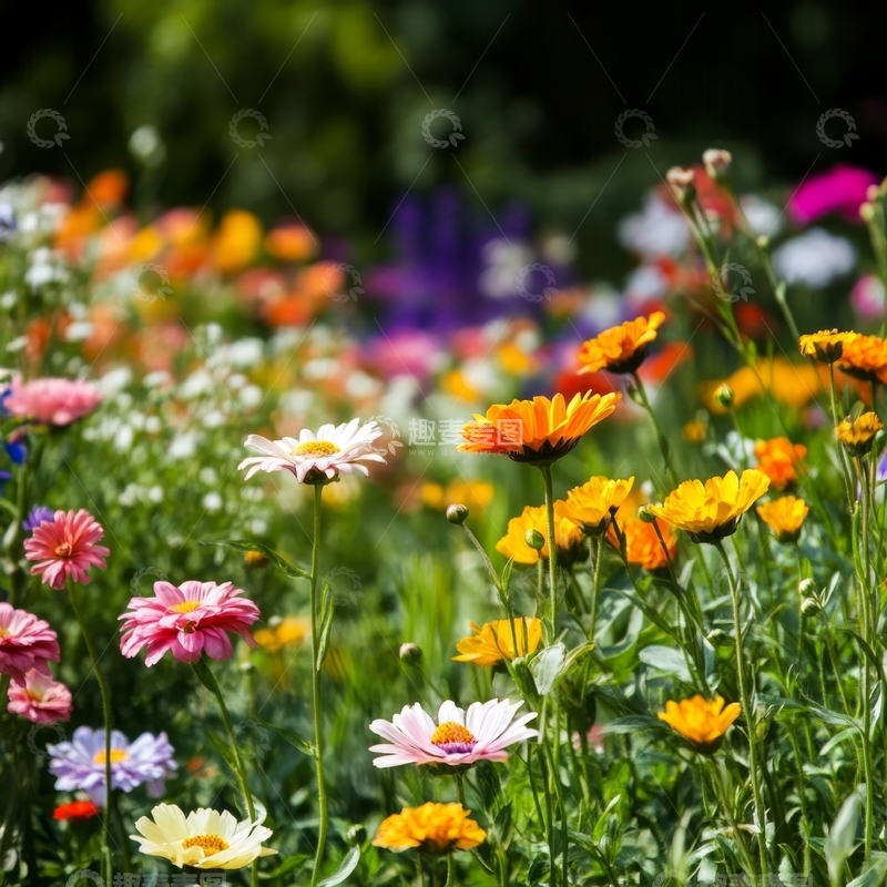 高清大图下载【趣麦麦图】五彩斑斓的花田景色
