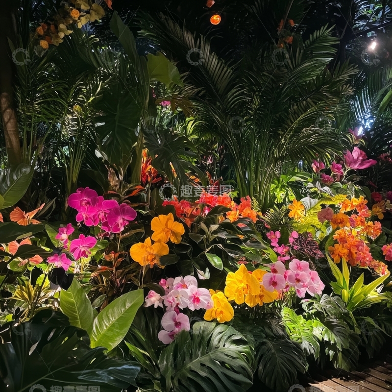 高清大图下载【趣麦麦图】热带花园中的多彩兰花