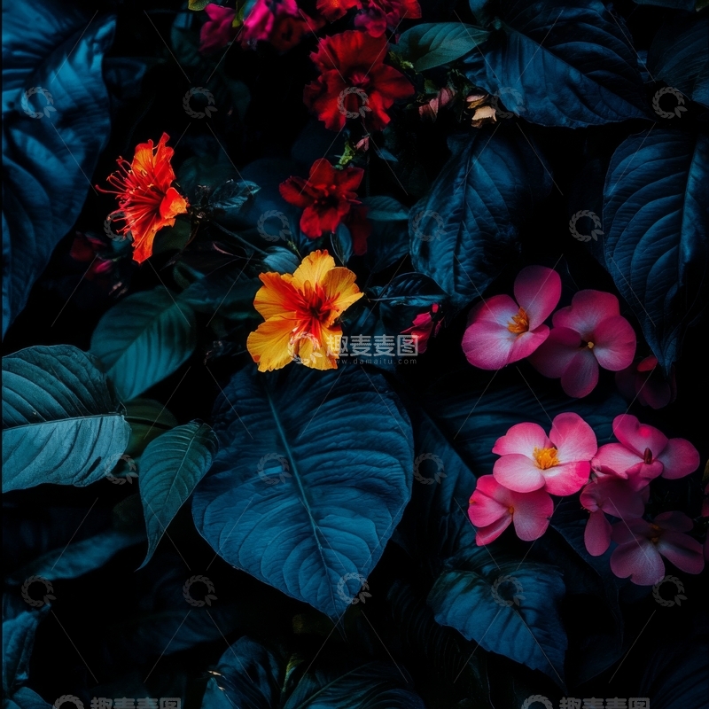 高清大图下载【趣麦麦图】色彩斑斓的热带花卉