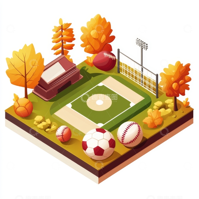 高清大图下载【趣麦麦图】秋季运动场与球类元素