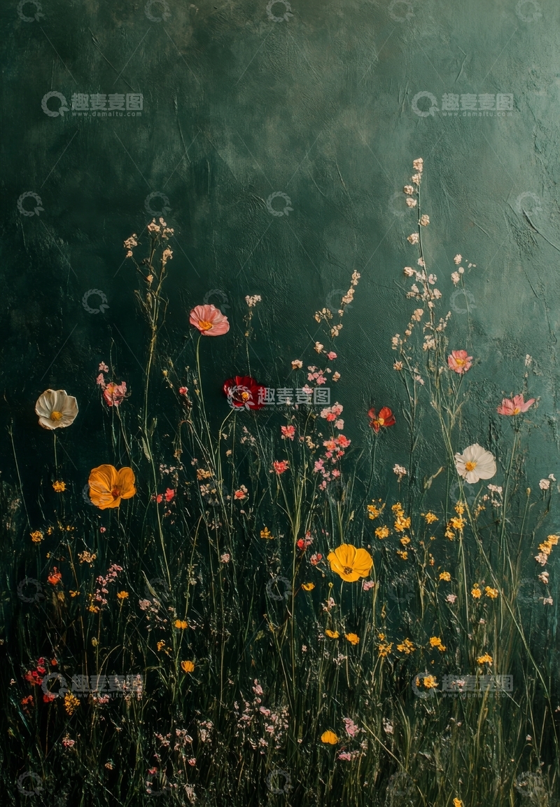 高清大图下载【趣麦麦图】野花丛生，色彩斑斓的自然景象