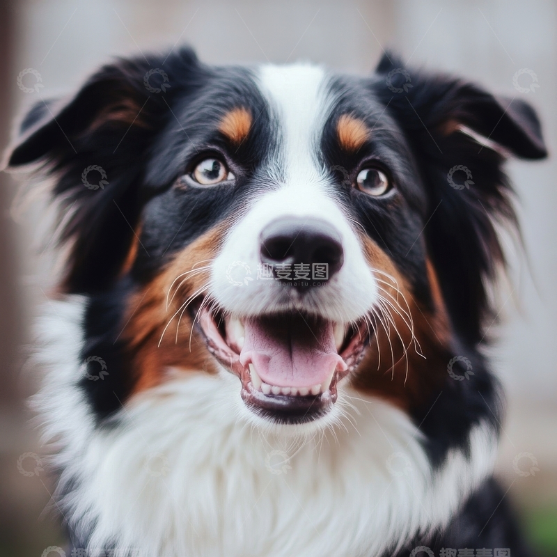 高清大图下载【趣麦麦图】微笑的三色牧羊犬