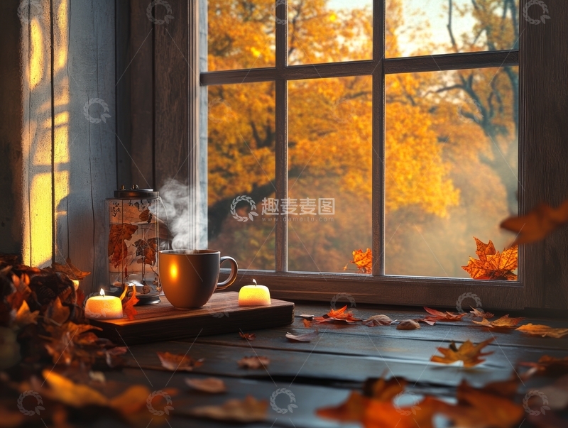 秋日窗边的温暖时光