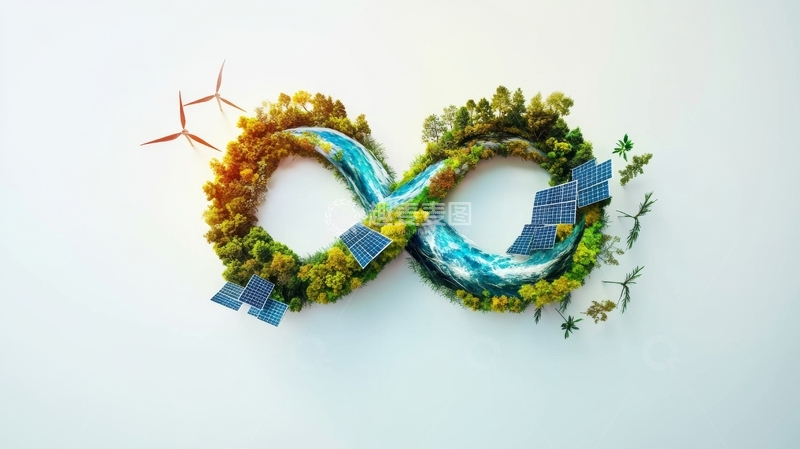 高清大图下载【趣麦麦图】生态无限循环：自然与科技的融合