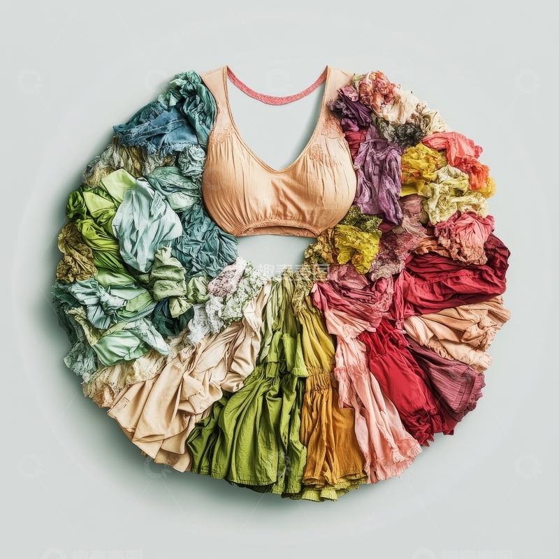 高清大图下载【趣麦麦图】色彩斑斓的衣物围绕着泳衣