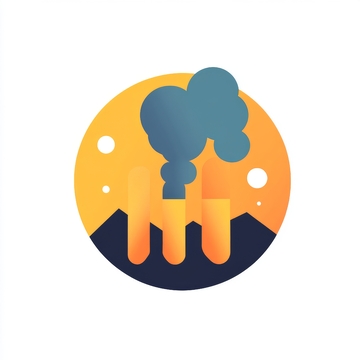 工业烟囱排放烟雾的圆形图标