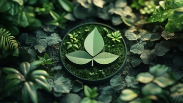 绿叶艺术装置置于自然环境中