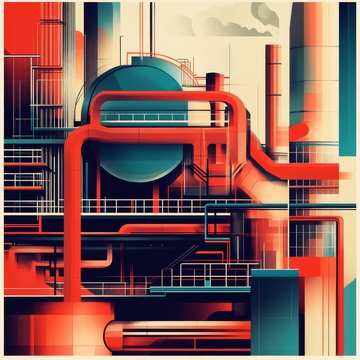 工业管道与建筑的抽象艺术