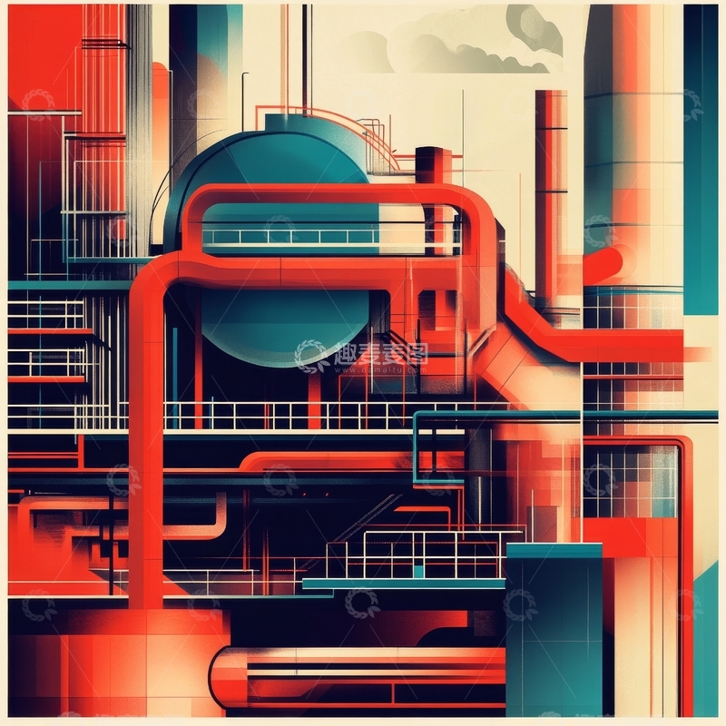 高清大图下载【趣麦麦图】工业管道与建筑的抽象艺术
