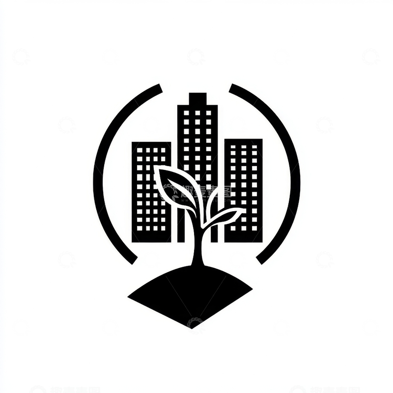 高清大图下载【趣麦麦图】城市与植物共生图标设计