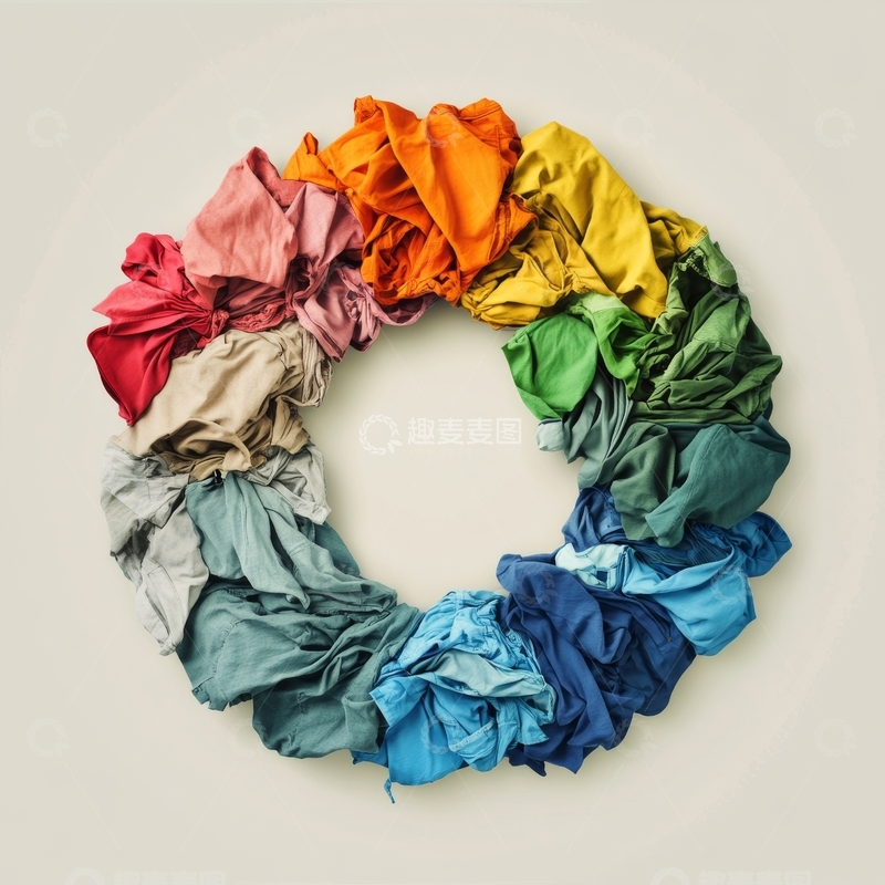高清大图下载【趣麦麦图】彩色布料围成的圆形图案
