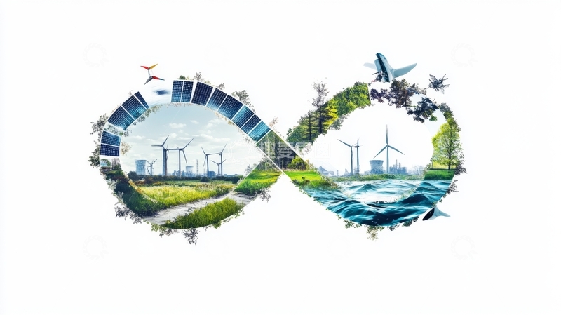 高清大图下载【趣麦麦图】可持续发展与绿色能源的无限循环
