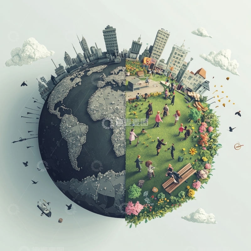 高清大图下载【趣麦麦图】城市与自然的和谐共存