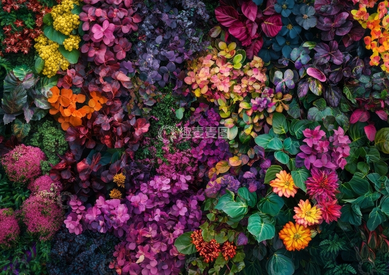 高清大图下载【趣麦麦图】多彩花卉墙的美丽景象