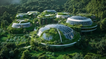 绿色穹顶建筑群