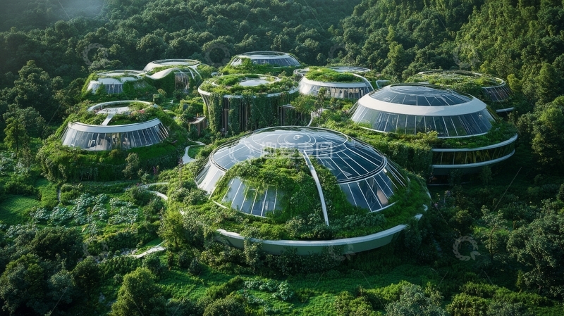 高清大图下载【趣麦麦图】绿色穹顶建筑群