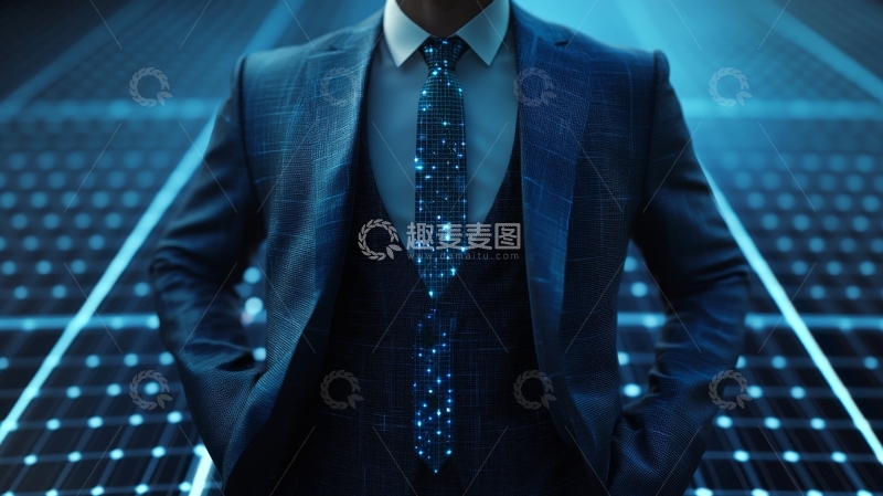 高清大图下载【趣麦麦图】身穿发光领带的商务人士