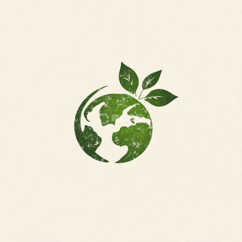 高清大图下载【趣麦麦图】绿色地球与叶子的生态标志