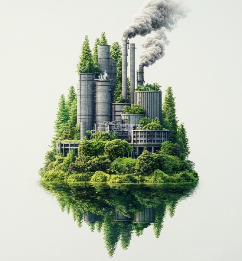 高清大图下载【趣麦麦图】工业岛屿与自然共生