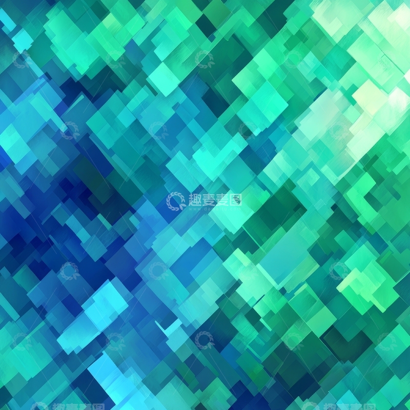 高清大图下载【趣麦麦图】蓝绿渐变方块抽象背景