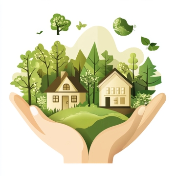 双手捧着绿色家园