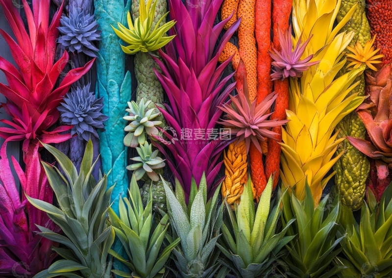 高清大图下载【趣麦麦图】多彩凤梨花艺术排列