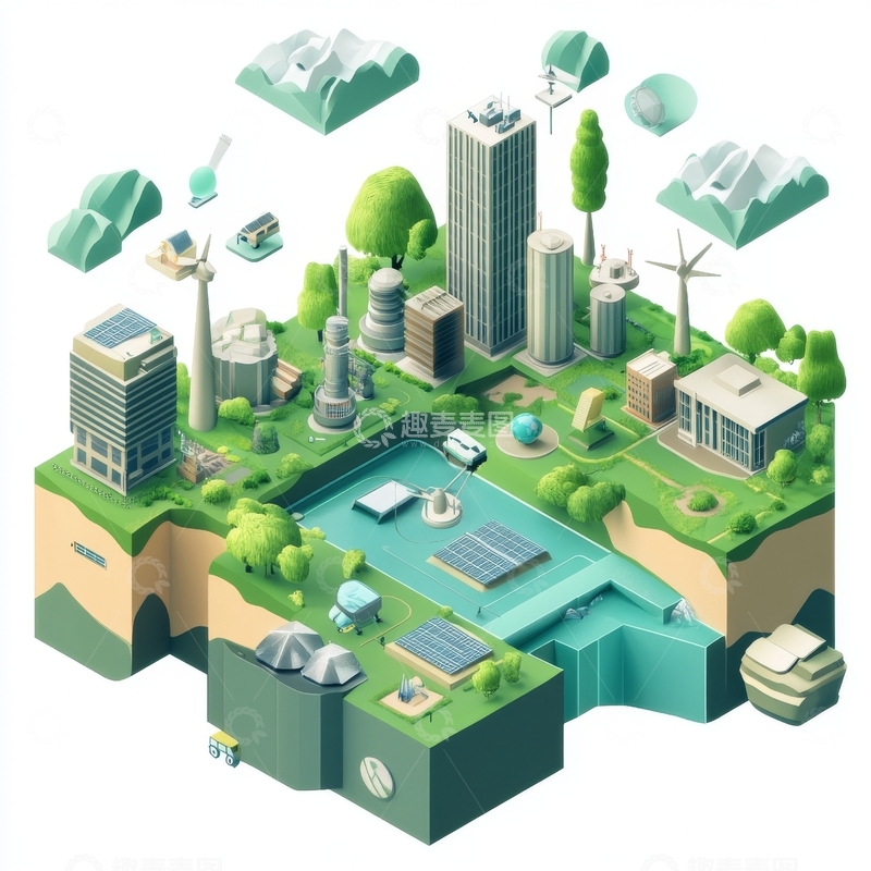 高清大图下载【趣麦麦图】绿色城市与可持续能源