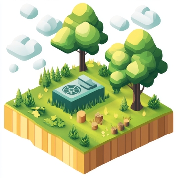 浮岛上的自然景观与小屋