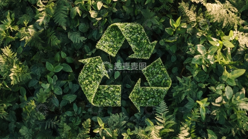 高清大图下载【趣麦麦图】绿色植物中的循环箭头符号