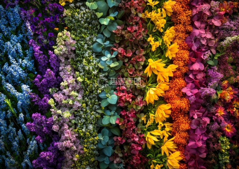 高清大图下载【趣麦麦图】色彩斑斓的花卉墙