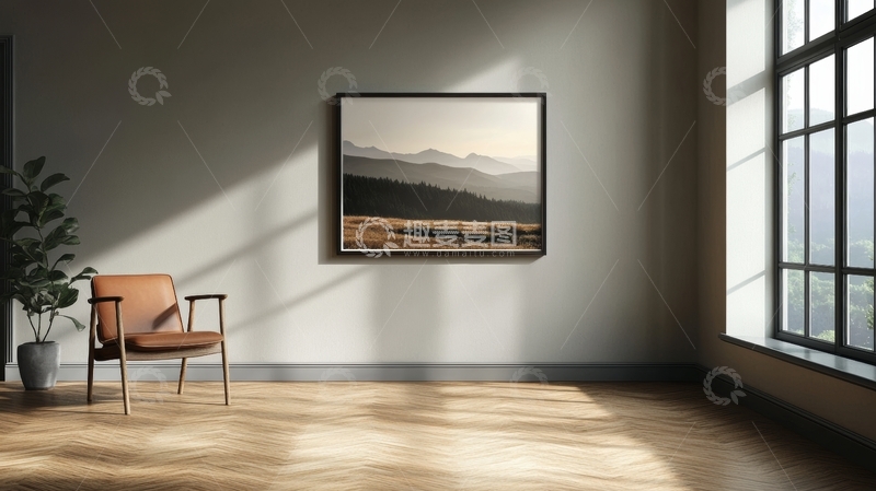 高清大图下载【趣麦麦图】现代客厅中的自然风景画