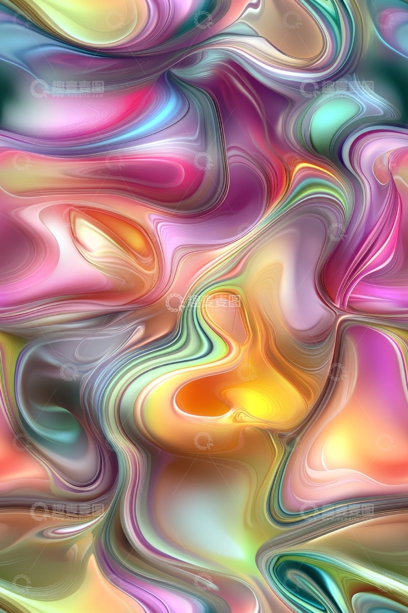 高清大图下载【趣麦麦图】多彩流动的抽象艺术图案