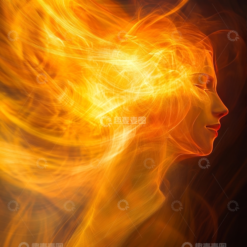 高清大图下载【趣麦麦图】火焰中的女性侧脸轮廓
