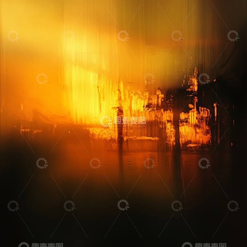 高清大图下载【趣麦麦图】黄昏水边的朦胧建筑剪影