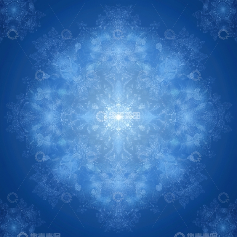 高清大图下载【趣麦麦图】蓝色背景上的发光雪花图案