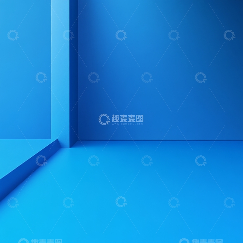 高清大图下载【趣麦麦图】蓝色空房间的简洁角落