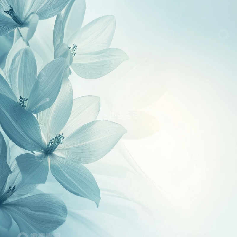 高清大图下载【趣麦麦图】淡雅蓝色花朵背景