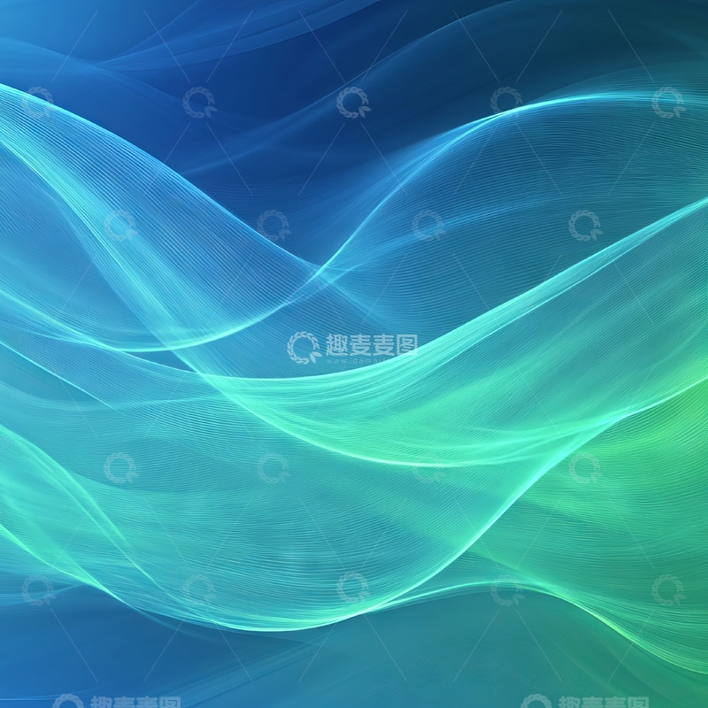 高清大图下载【趣麦麦图】蓝绿渐变的抽象波纹背景