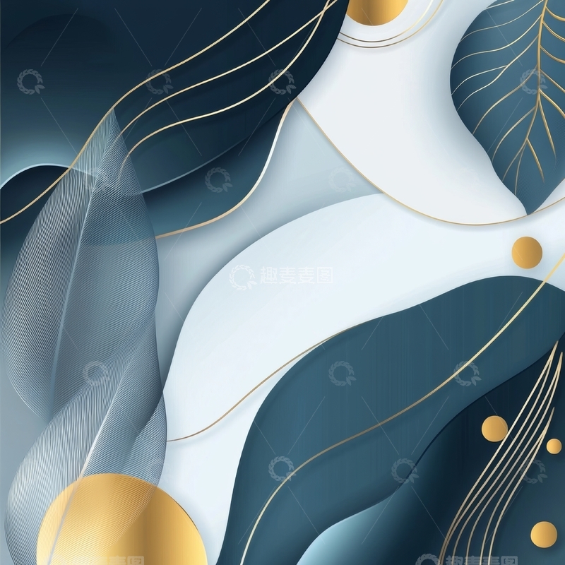 高清大图下载【趣麦麦图】蓝金抽象艺术背景