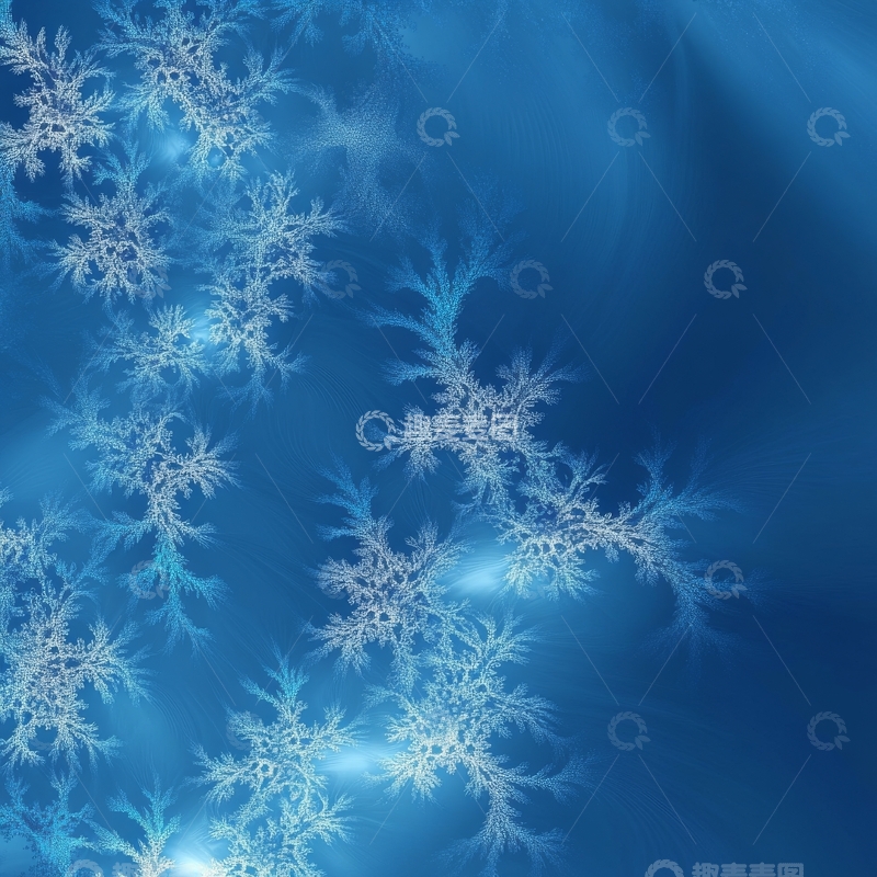 高清大图下载【趣麦麦图】蓝色背景上的精致雪花图案