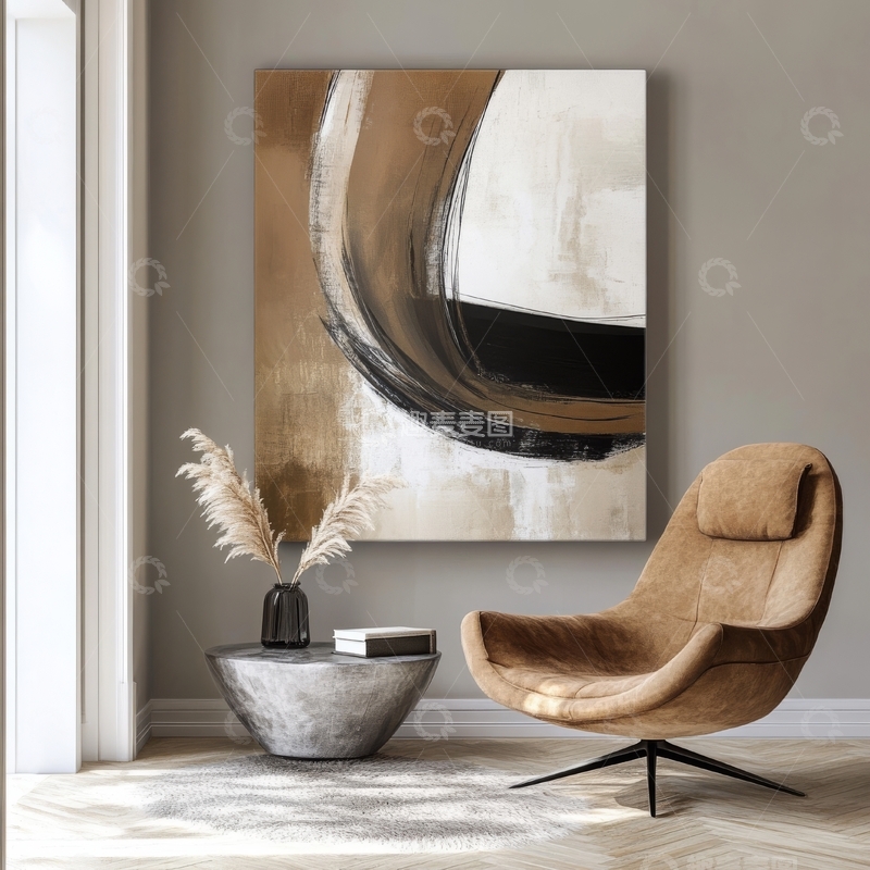 高清大图下载【趣麦麦图】现代客厅艺术装饰与舒适座椅