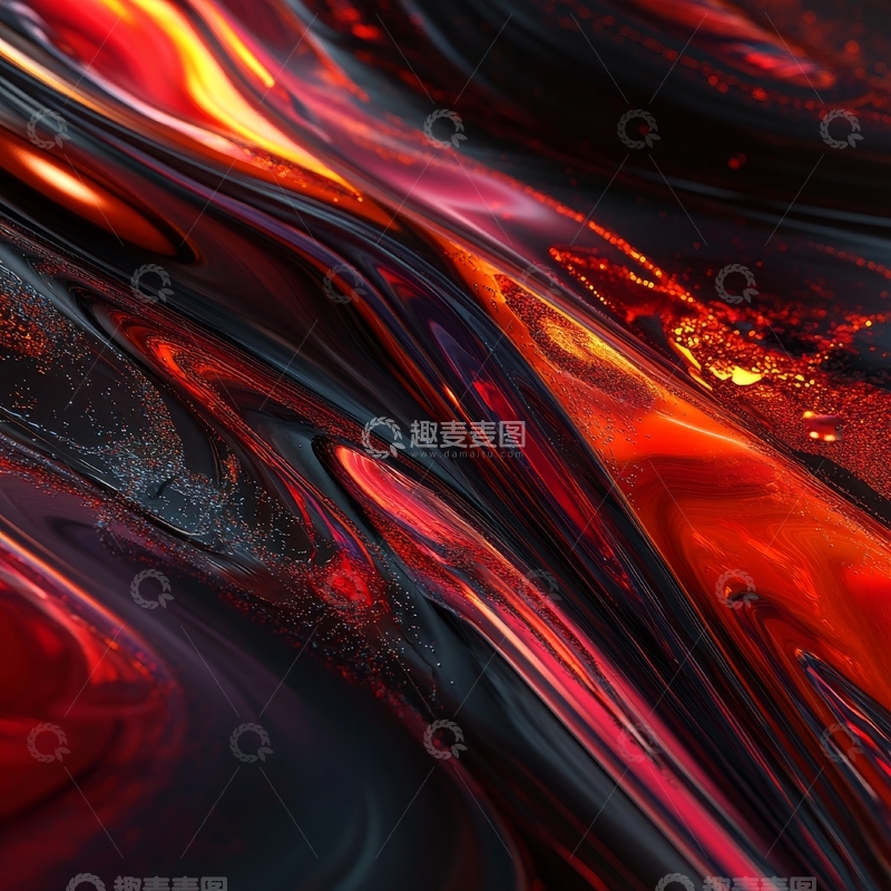 高清大图下载【趣麦麦图】流动的红色与黑色抽象艺术