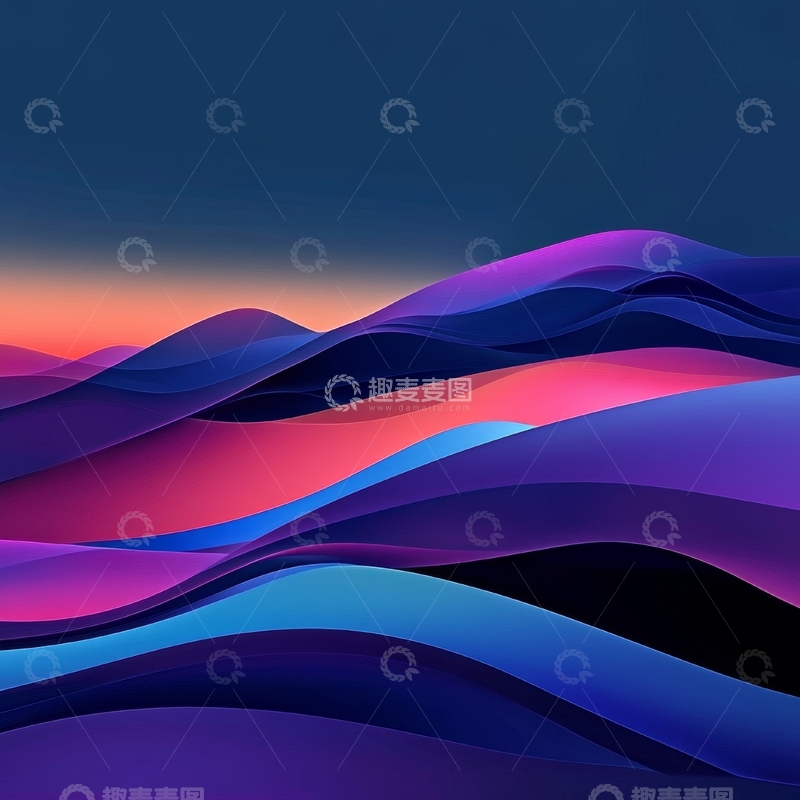 高清大图下载【趣麦麦图】渐变色彩的抽象波浪图