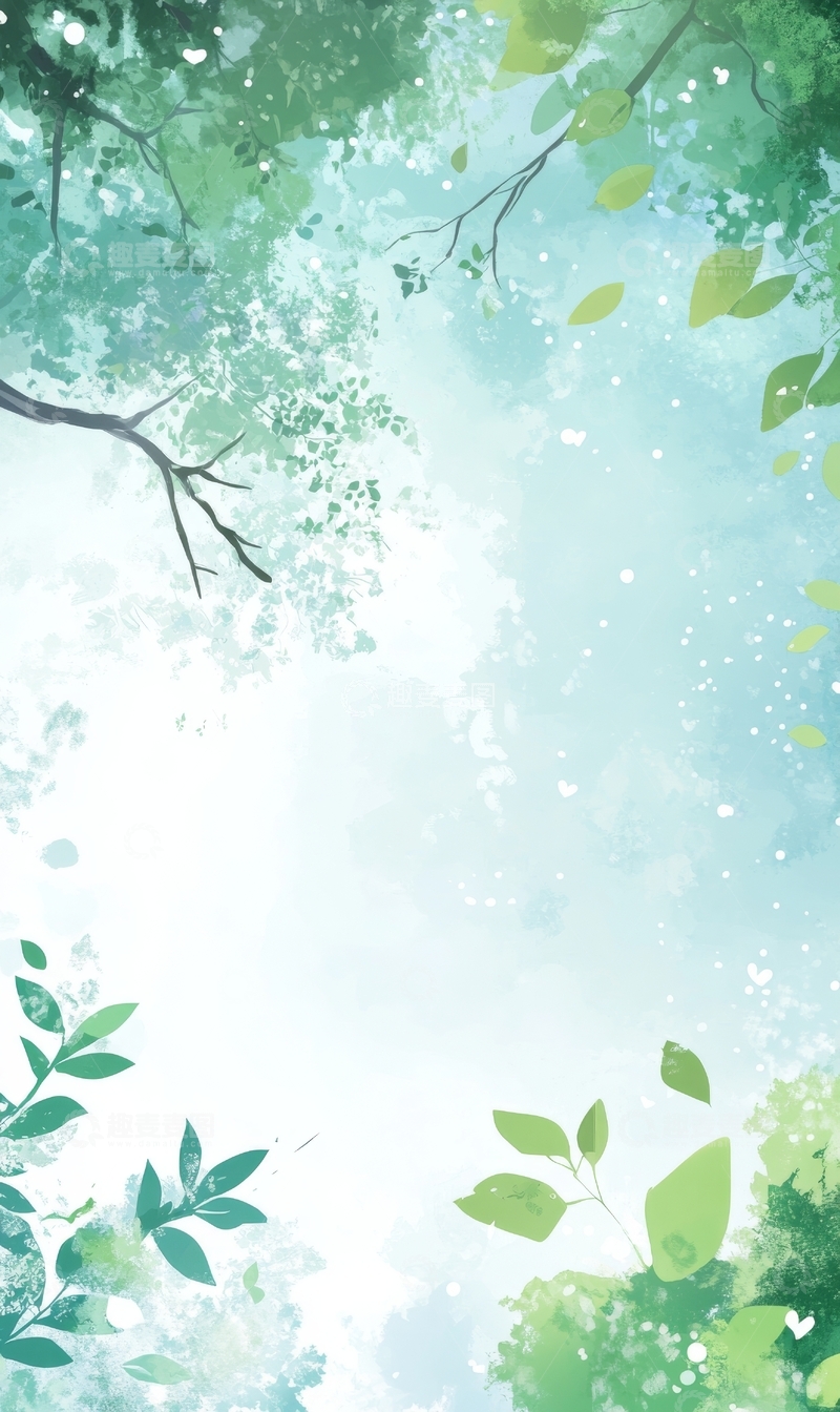 高清大图下载【趣麦麦图】绿叶与光影交织的清新自然背景