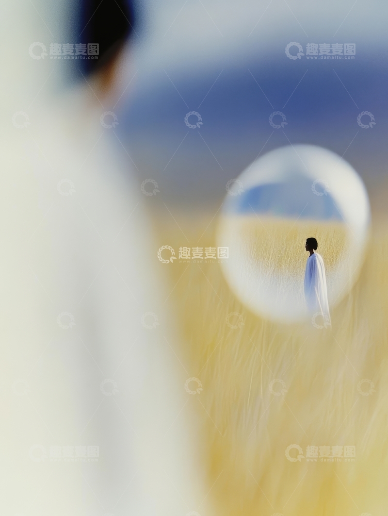 高清大图下载【趣麦麦图】-镜球中的倒影人物